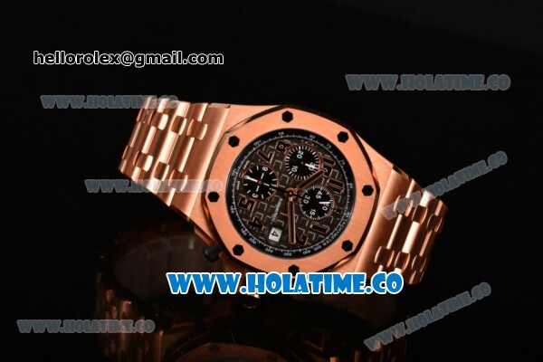 Audemars Piguet Royal Oak Offshore Don Ramon de la Cruz Chrono Swiss Valjoux 7750 Automatic Full Rose Gold Case with Coffee Dial and Arabic Numeral Markers (J12) - Click Image to Close